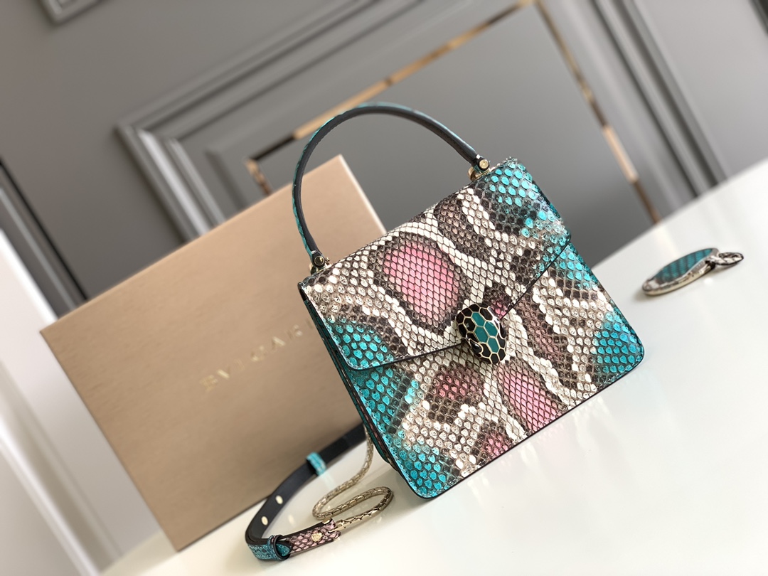 Bvlgari Serpenti Forever Mini Top Handle in Multicolor Python Skin